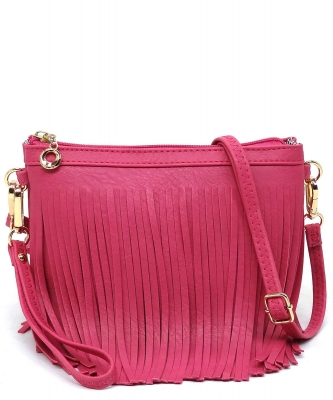 Western Fringe Clutch Cross Body Bag E091 FUCHSIA /